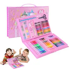 86 Pcs/Box Kids Painting Drawing Art Set With Crayons Oil Pastels Watercolor Markers Colored Pencil Tools For Boys Girls Gift