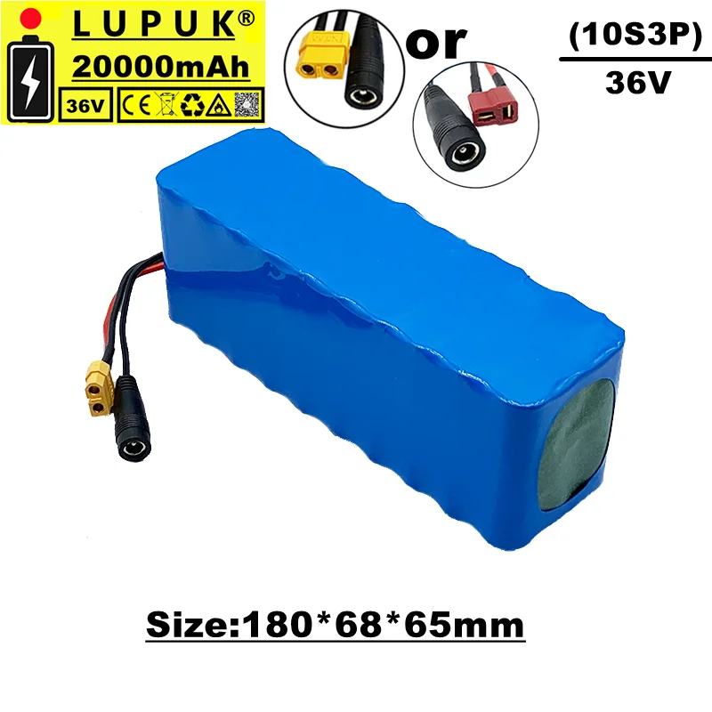 Lupuk-36v lithium ion battery pack, 10s3p, 20Ah, XT60 connector, built-in BMS, suitable for electric bicycles and scooters
Lupuk-36v lithium ion battery pack, 10s3p, 20Ah, XT60 connector, built-in BMS, suitable for electric bicycles and scooters