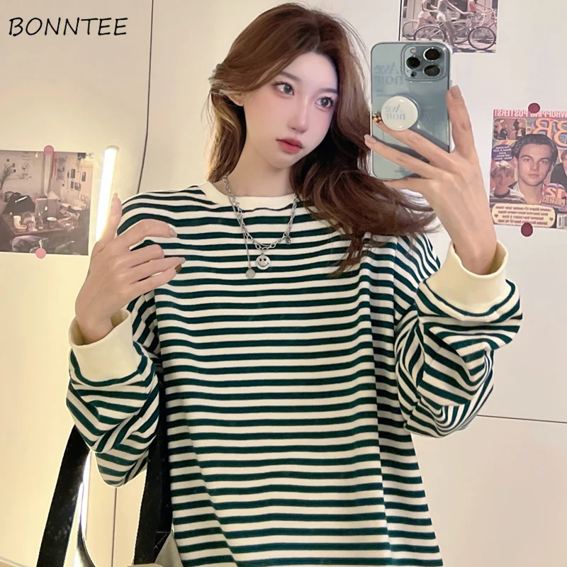 Sweatshirts Women Simple Fashion Striped Loose Popular Ins Retro O-neck All-match Temperament Ulzzang Style Chic Early Autumn
Sweatshirts Women Simple Fashion Striped Loose Popular Ins Retro O-neck All-match Temperament Ulzzang Style Chic Early Autumn
