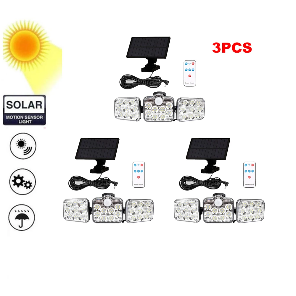 138 led remote seperable Solar Light Outdoor Motion Sensor Wall lamp 3 Head Illumination Waterproof Flood Lights Garden Garage 5
138 led remote seperable Solar Light Outdoor Motion Sensor Wall lamp 3 Head Illumination Waterproof Flood Lights Garden Garage 5