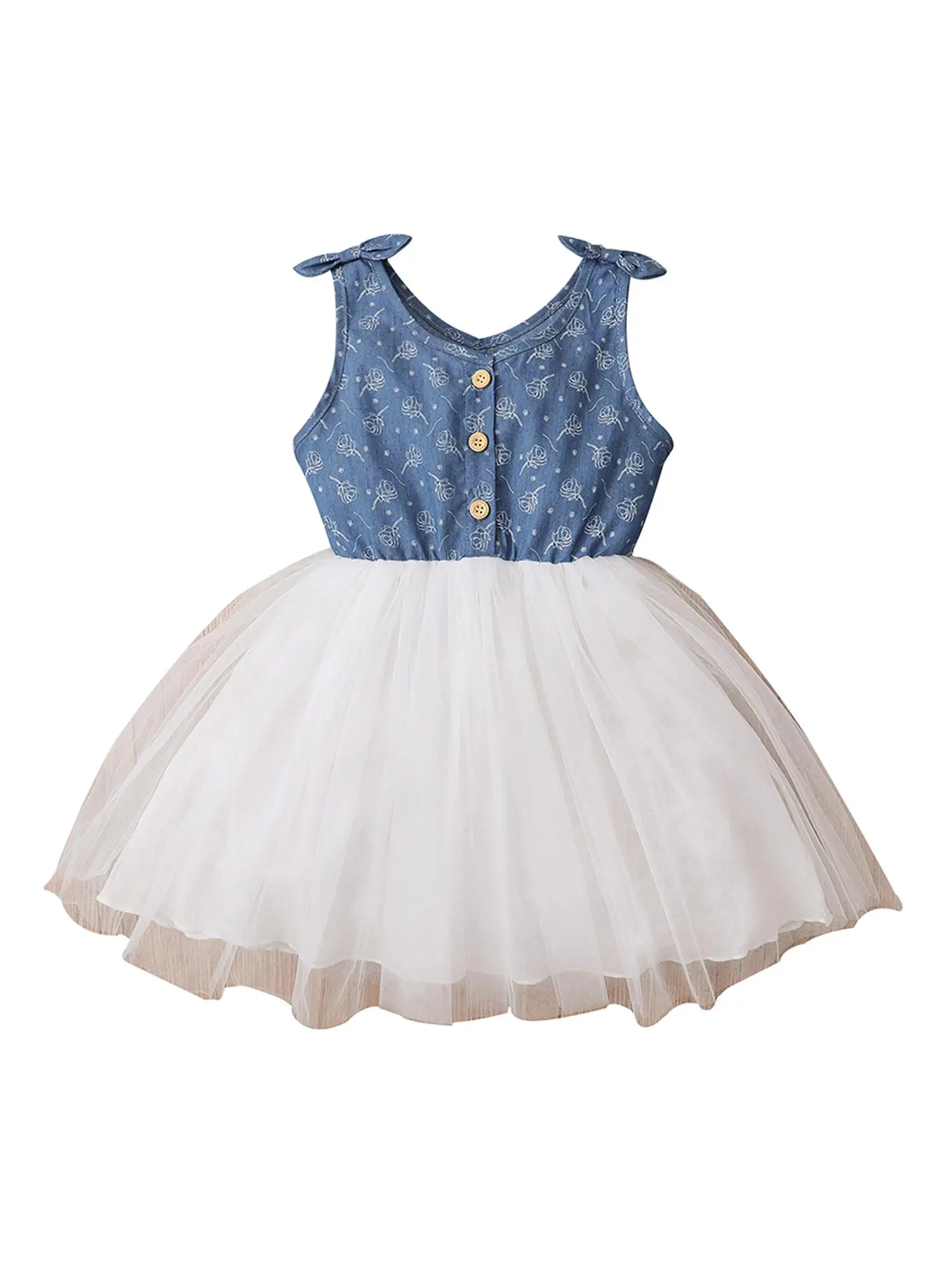 Kids Childrens Girls Bow Fashion Floral Sleeveless Summer Mesh Knee Length Dress Round Neck Single Breasted Wide Strap Dress
Kids Childrens Girls Bow Fashion Floral Sleeveless Summer Mesh Knee Length Dress Round Neck Single Breasted Wide Strap Dress