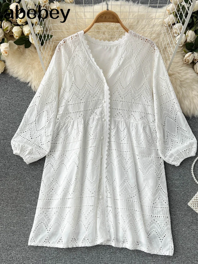 2022 Women Party Lace Embroidery Fashion Dress Female Clothing Causal Puff Sleeve Dresses Summer Midi Long Beach Sundress Robe
2022 Women Party Lace Embroidery Fashion Dress Female Clothing Causal Puff Sleeve Dresses Summer Midi Long Beach Sundress Robe