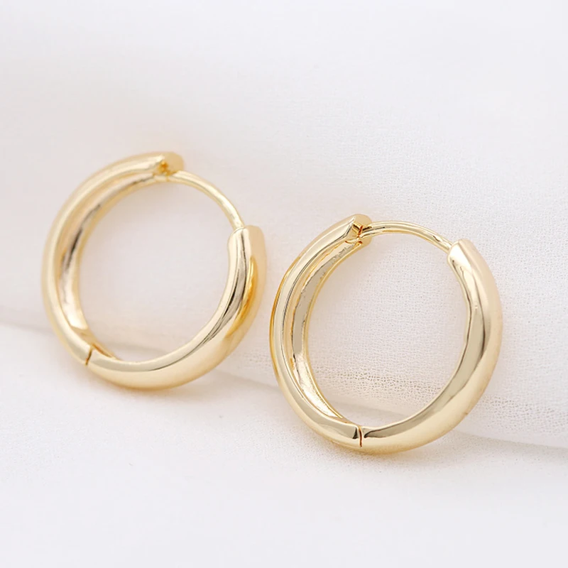 

2pcs 14MM 16MM 18MM 23MM 14K Gold Plated Brass Simple Round Circle Hoop Earrings Korean Earring Jewelry Accessories For Women