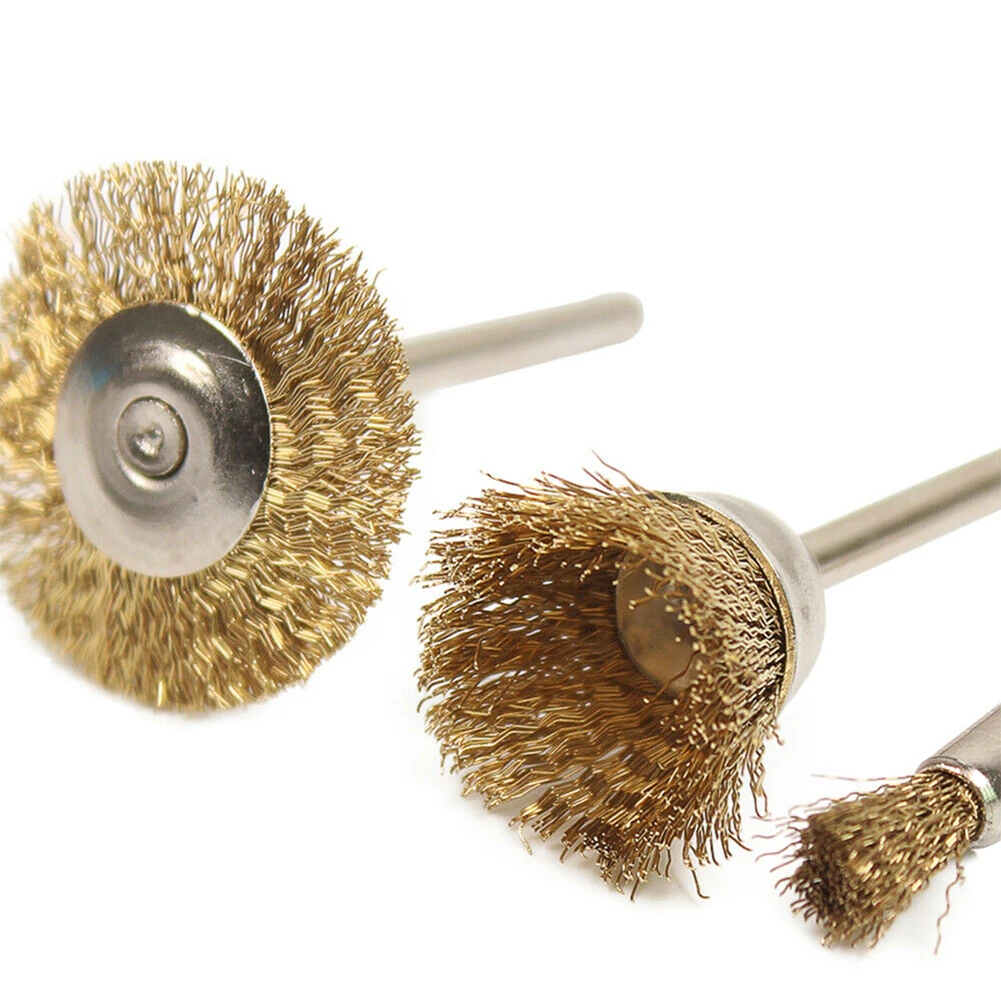 

15pcs Brass Wire Wheel Brush Pencil Cup Brush Rotary Tool For Drill Rust Weld For Your Polishing Need