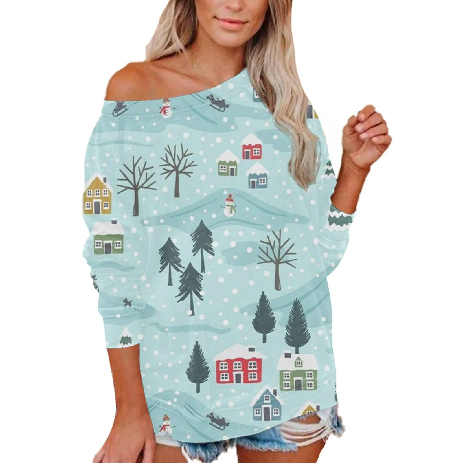 Christmas Print T Shirt Women Long-sleeved Casual Blouse Female Round Neck Pullovers Women's Top Y2k Streetwear Ropa De Mujer 
Christmas Print T Shirt Women Long-sleeved Casual Blouse Female Round Neck Pullovers Women's Top Y2k Streetwear Ropa De Mujer