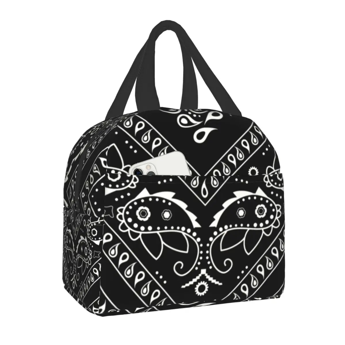 Black And White Bandana Pattern Insulated Lunch Bags Men Women Paisley Style Resuable Thermal Cooler Food Lunch Box for School
Black And White Bandana Pattern Insulated Lunch Bags Men Women Paisley Style Resuable Thermal Cooler Food Lunch Box for School