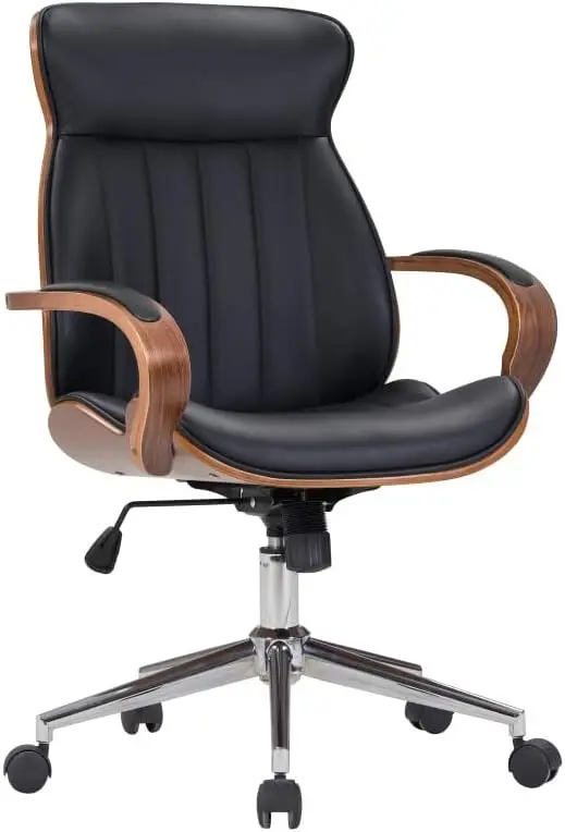 Walnut Wood Executive Swivel Ergonomic with Arms Office Furniture Bentwood Mid Back Desk Chair, Black
Walnut Wood Executive Swivel Ergonomic with Arms Office Furniture Bentwood Mid Back Desk Chair, Black
