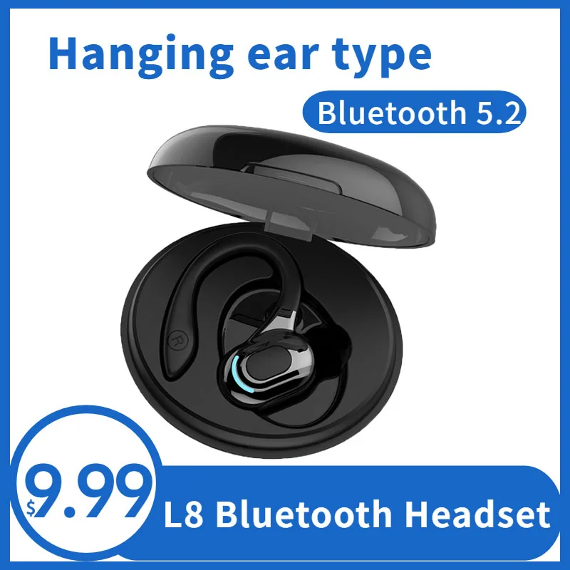 

New L8 TWS Wireless Bluetooth Headset 5.2 Mini Hanging Ear Running in-Ear Headphones Noise Reduction Earphones with Charging Box