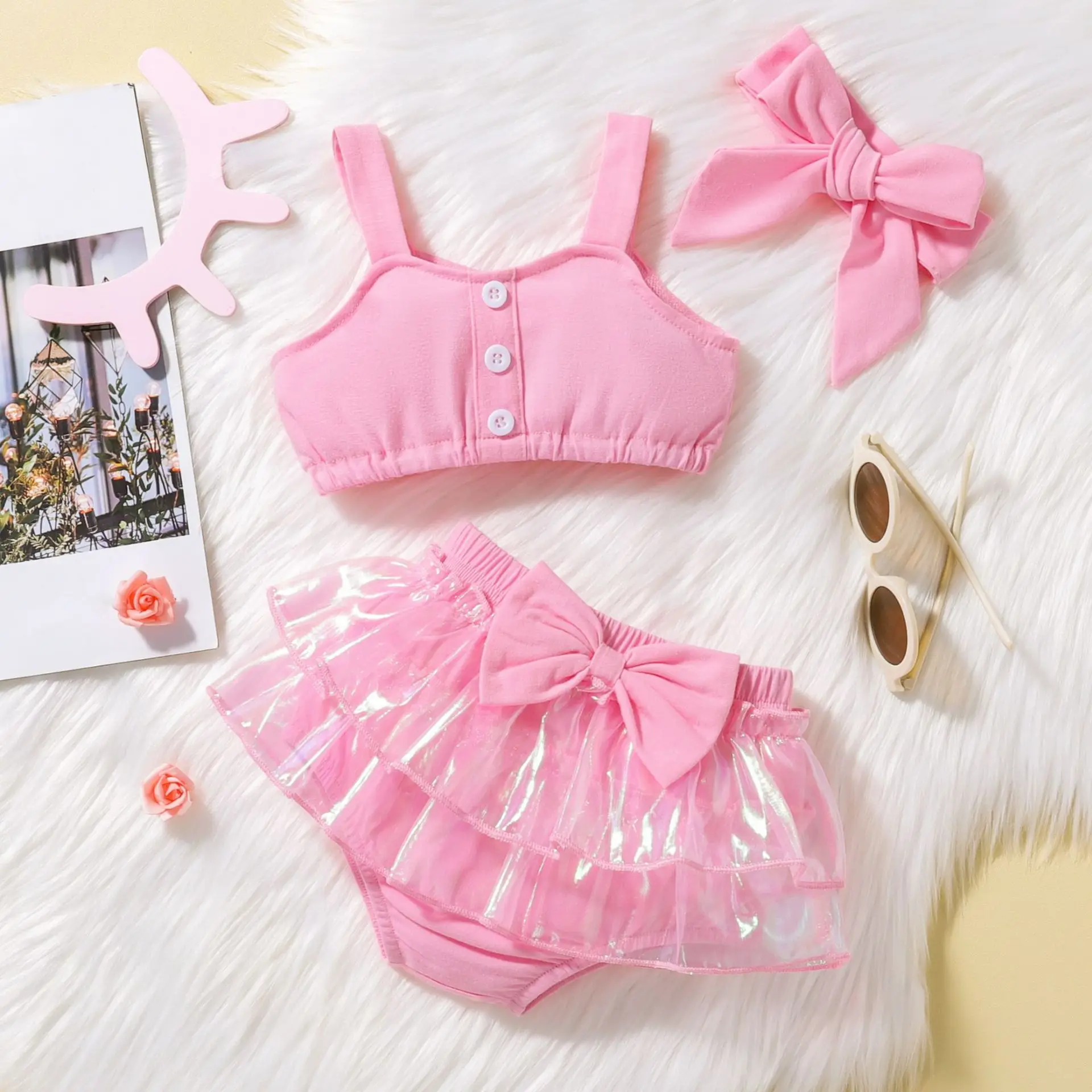 Baby Girl 3Pcs Outfit Sets Solid Color Sleeveless Button Camisole Ruffle Tutu Skirt Shorts Headband Fashion Cute Clothes Suit
Baby Girl 3Pcs Outfit Sets Solid Color Sleeveless Button Camisole Ruffle Tutu Skirt Shorts Headband Fashion Cute Clothes Suit