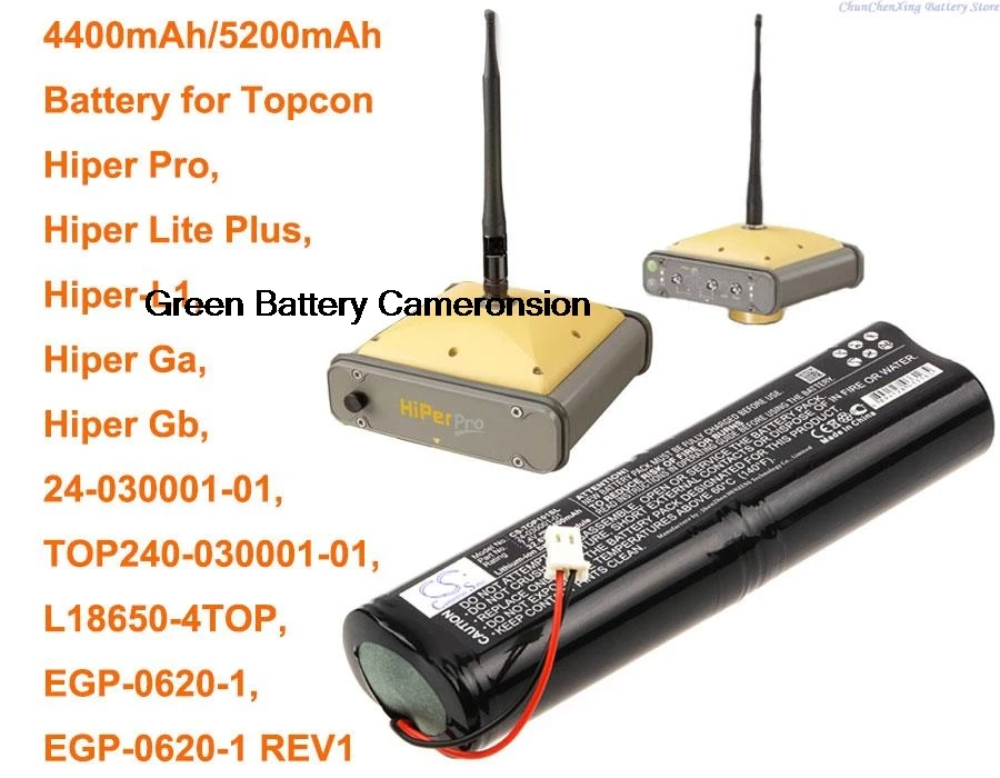 GreenBattery 4400 мАч/5200 мАч аккумулятор для Topcon Hiper Pro,Hiper Lite Plus, Hiper-L1, Hiper Ga, Hiper Gb, EGP-0620-1, EGP-0620-1
GreenBattery 4400 мАч/5200 мАч аккумулятор для Topcon Hiper Pro,Hiper Lite Plus, Hiper-L1, Hiper Ga, Hiper Gb, EGP-0620-1, EGP-0620-1