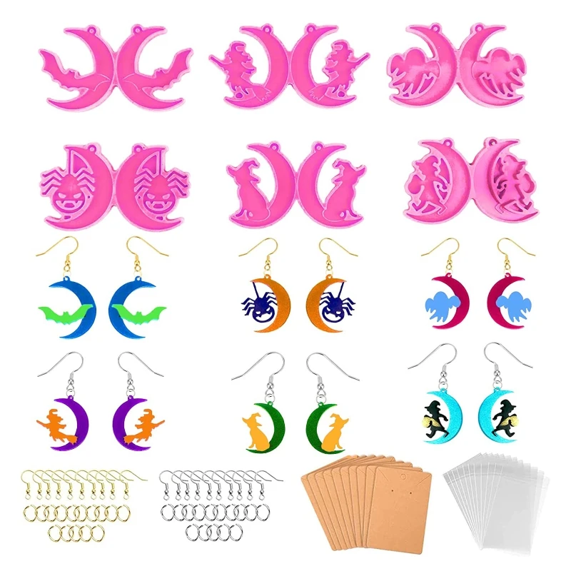 R3MC Bat Spider Skull Shape Earring Silicone Mould Decorating Tool with Earring Hook
R3MC Bat Spider Skull Shape Earring Silicone Mould Decorating Tool with Earring Hook