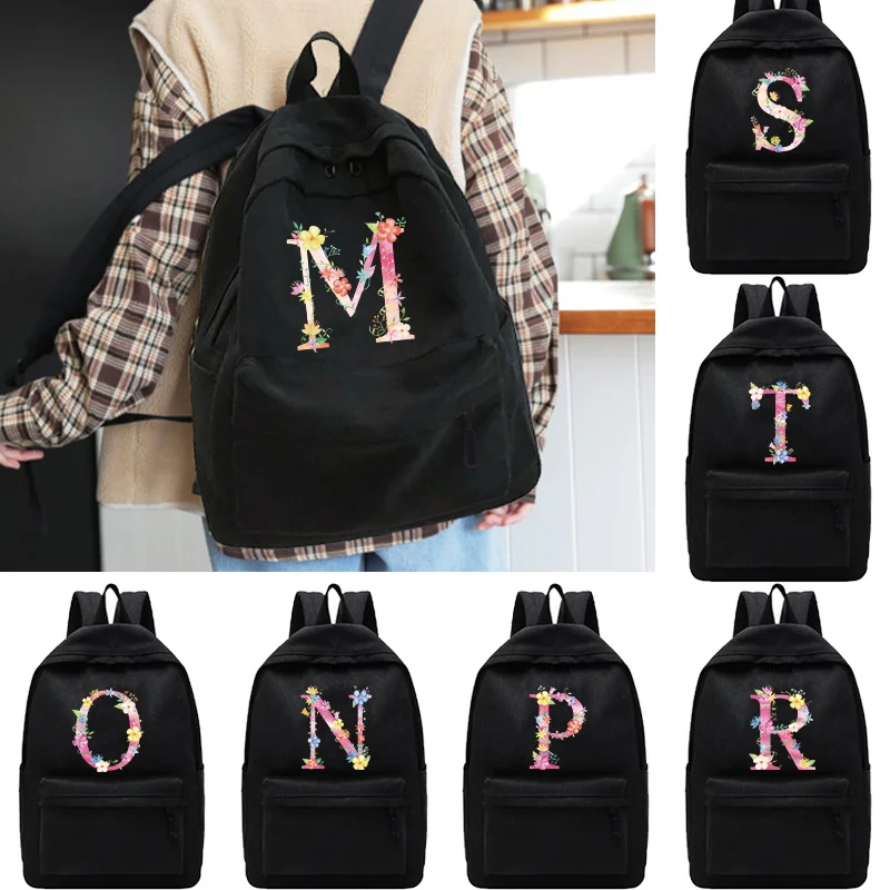 

Women's Shoulders Backpacks Teen College Bookbag Unisex Travel Backpack Pink Letter Print School Bag Laptop Bags Sport Knapsack