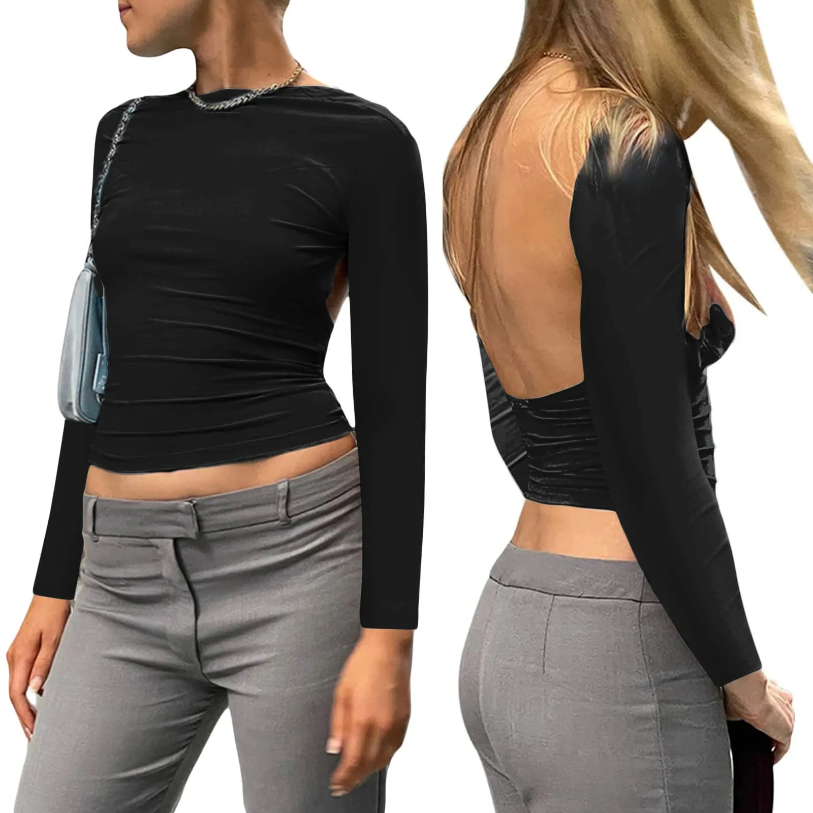 Women's Fashion Solid Backless T Shirts Crop Top Casual Short Sleeve Sexy Short Top Women Turtle Neck Long Sleeve Shirts
Women's Fashion Solid Backless T Shirts Crop Top Casual Short Sleeve Sexy Short Top Women Turtle Neck Long Sleeve Shirts