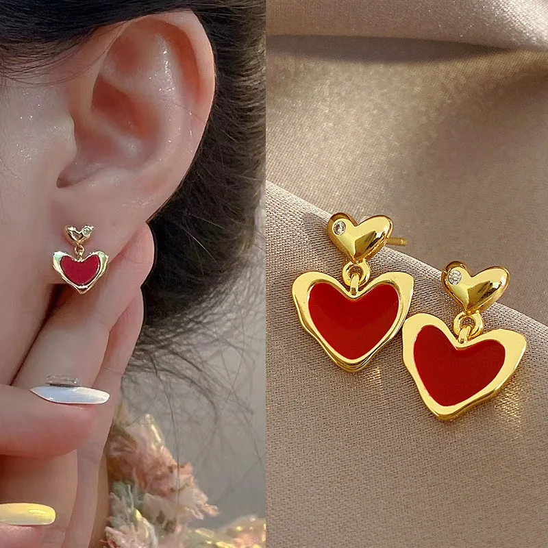 Small Cute Double Heart Stud Earrings for Women Girls Red Simple Metal Earrings Wedding Party Fashion Jewelry Wholesale Gift
Small Cute Double Heart Stud Earrings for Women Girls Red Simple Metal Earrings Wedding Party Fashion Jewelry Wholesale Gift