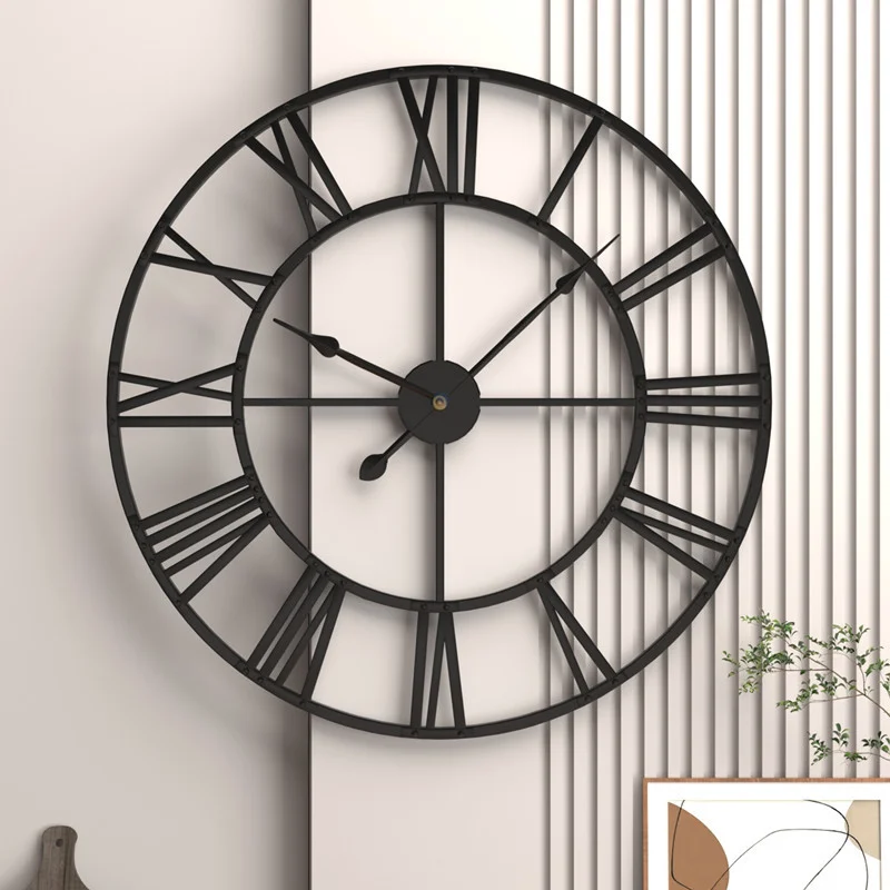 

20Inch Large Modern Metal Wall Clocks Silent Non Ticking Battery Operated Roman Numeral Wall Clock for Living Roon Kitchen Decor