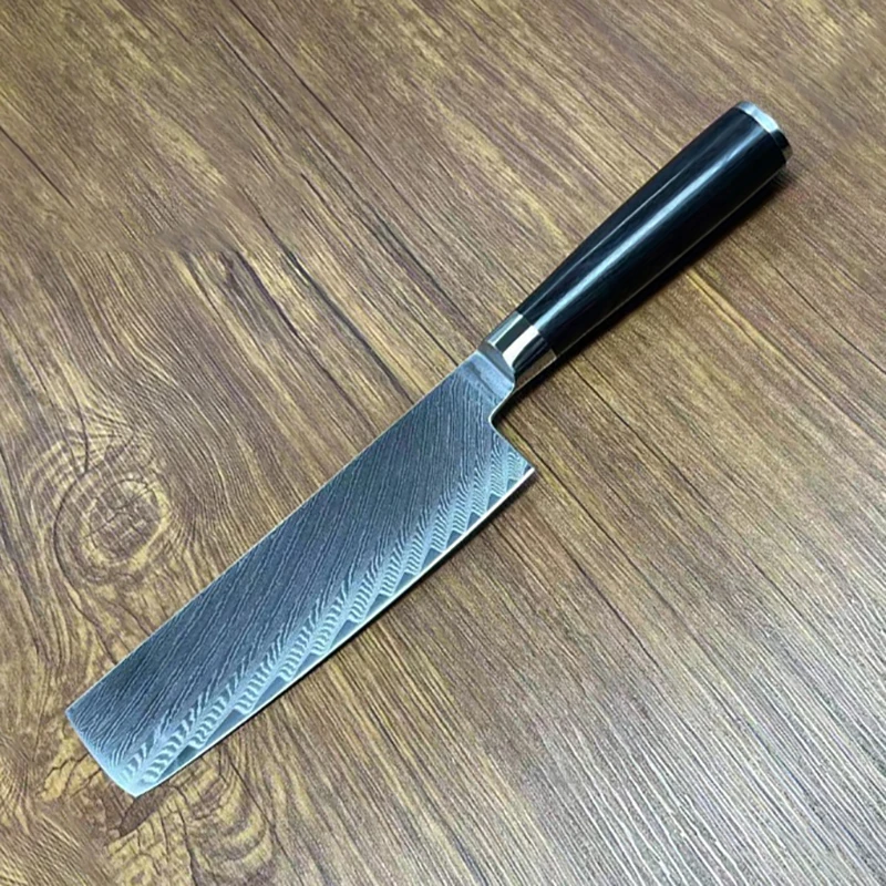 

7 Inch Nakiri Knife 10Cr15MoV 67 Layers Damascus Steel Blade Sharp Chef Cleaver Slicing Kitchen Knives Wood Handle Cooking Tools
