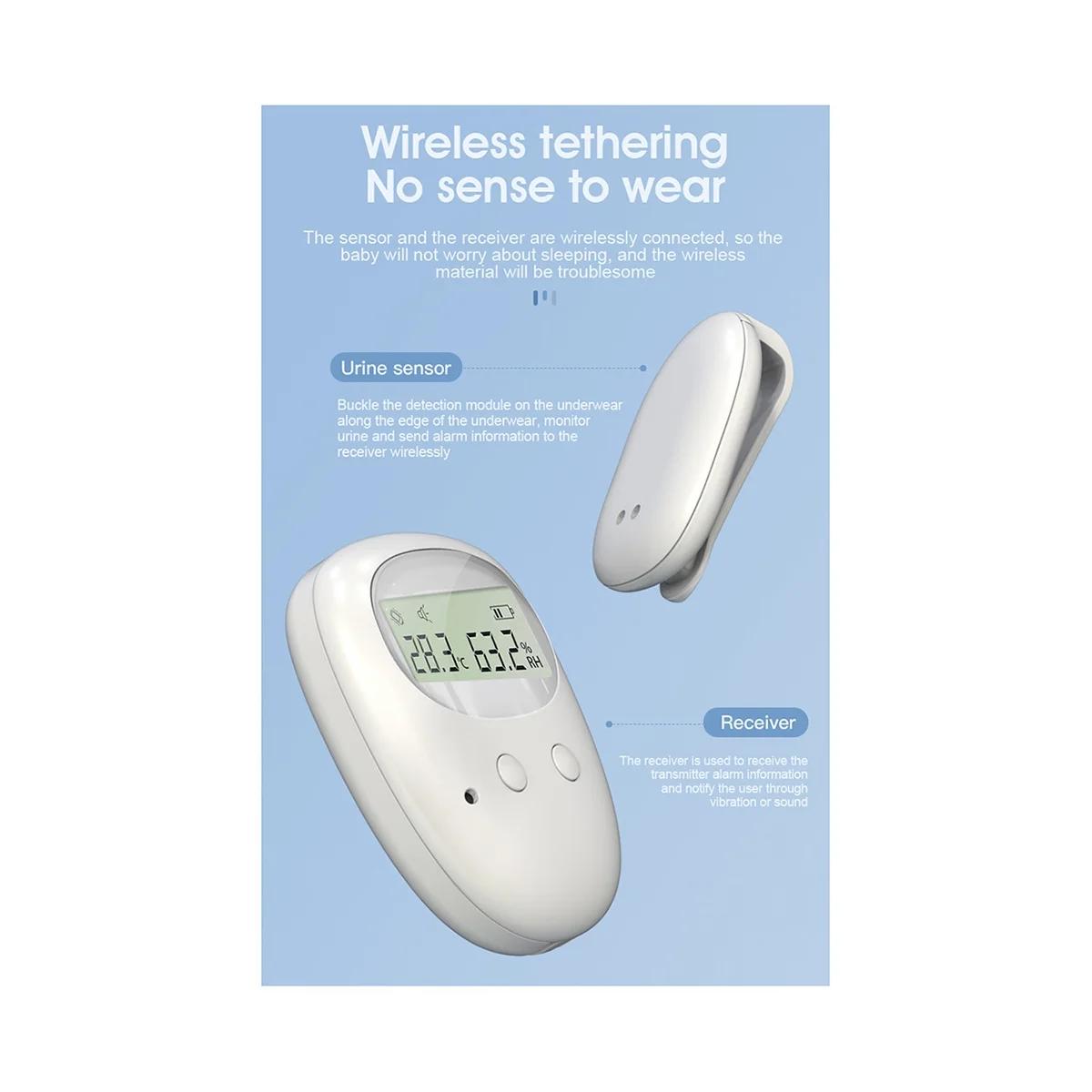 Wireless Bedwetting Alarm 10-20M Range Vibration Reminding Pee Alarm with Receiver for Kids Potty Training Elder Care
Wireless Bedwetting Alarm 10-20M Range Vibration Reminding Pee Alarm with Receiver for Kids Potty Training Elder Care
