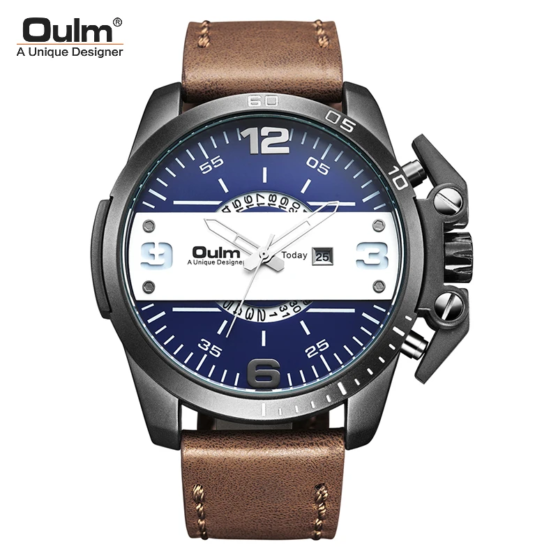 OULM Casual Quartz Watches Men Oversize Big Case Leather Strap Date Calendar Watch Brand Luxury Sport Clocks relogio masculino
OULM Casual Quartz Watches Men Oversize Big Case Leather Strap Date Calendar Watch Brand Luxury Sport Clocks relogio masculino