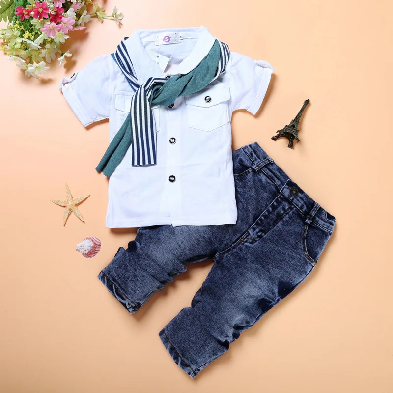 Kids Clothes Boys Suit Short Sleeve T-shirt Jeans Scarf Three Piece Set Boys Clothes Mother Kids Baby Boy Clothes
Kids Clothes Boys Suit Short Sleeve T-shirt Jeans Scarf Three Piece Set Boys Clothes Mother Kids Baby Boy Clothes