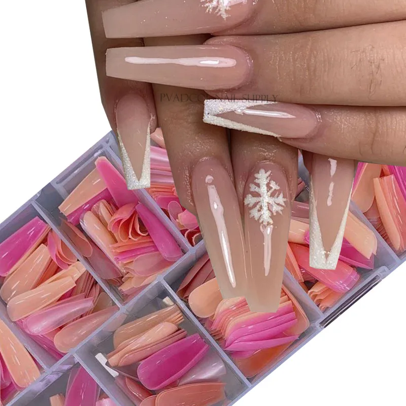 

Gel X Nail Tips Base Color Sculpted Coffin Long Nails Full Cover False Tips Extension Acrylic Designs System