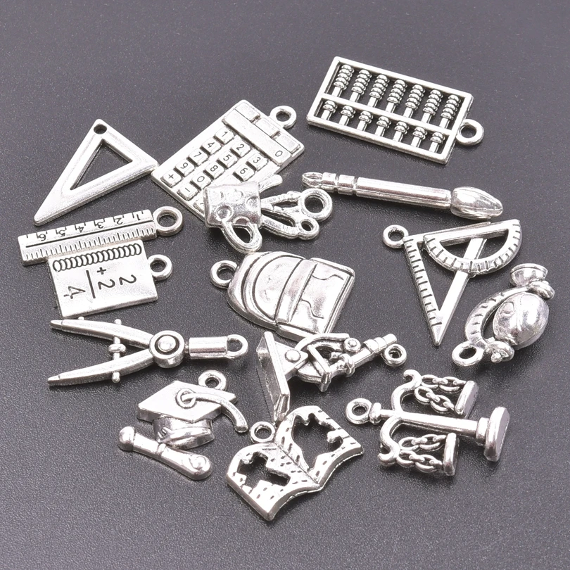 15pcs/lot Mix Calculate Tools Ruler,Abacus Metal Alloy Pendants Charm for Jewelry Making Craft Bracelets Tibetan Silver Material 
15pcs/lot Mix Calculate Tools Ruler,Abacus Metal Alloy Pendants Charm for Jewelry Making Craft Bracelets Tibetan Silver Material