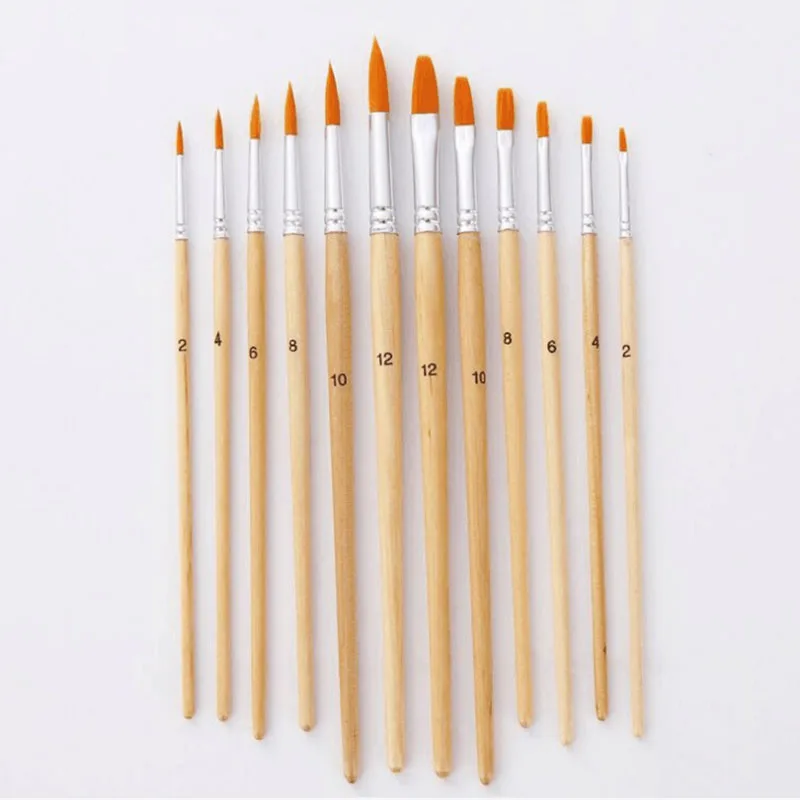 12Pcs/Lot Paint Brush Different Size Log color Nylon Hair Oil Painting Brushes Set for Watercolor Acrylic Drawing Art Supplie
12Pcs/Lot Paint Brush Different Size Log color Nylon Hair Oil Painting Brushes Set for Watercolor Acrylic Drawing Art Supplie