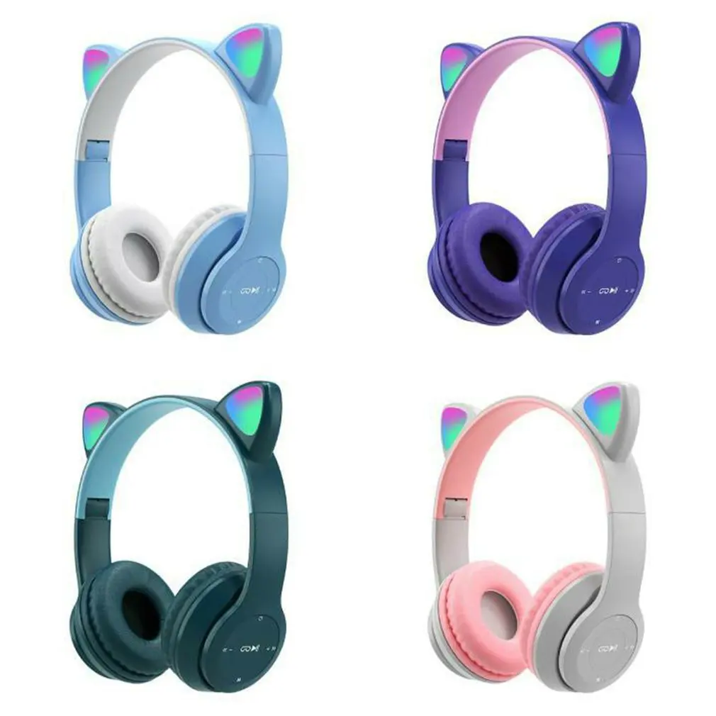 P47 LED Flashing Cute Cat Ears Headphone Bluetooth Wireless Headset with Mic TF FM Stereo Music Earbud Kitten Earphone Kids Gift
P47 LED Flashing Cute Cat Ears Headphone Bluetooth Wireless Headset with Mic TF FM Stereo Music Earbud Kitten Earphone Kids Gift