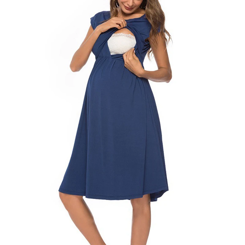 Women's Pregnancy Fashion Elegant V-Neck Short Sleeve Dress Maternity Clothes Breastfeeding Dresses Mother Wear Evening Dress 
Women's Pregnancy Fashion Elegant V-Neck Short Sleeve Dress Maternity Clothes Breastfeeding Dresses Mother Wear Evening Dress