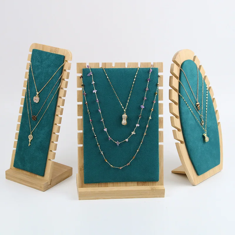 

Creative brief bamboo receive necklace display microfiber vertical show jewelry display spot European wind
