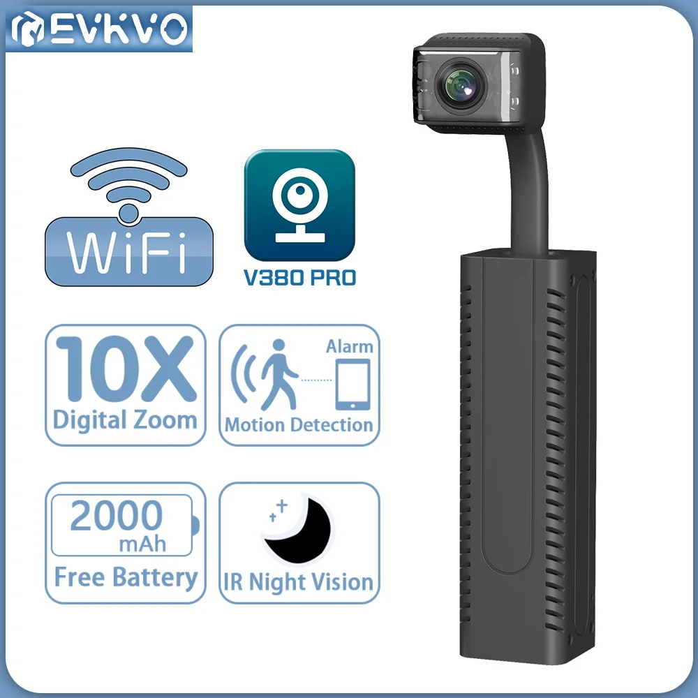 Мини-камера видеонаблюдения EVKVO V380 PRO, 5 МП, WIFI, встроенный аккумулятор 2000 мАч, датчик движения, 1080P
Мини-камера видеонаблюдения EVKVO V380 PRO, 5 МП, WIFI, встроенный аккумулятор 2000 мАч, датчик движения, 1080P