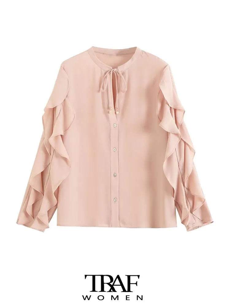 TRAF Women Fashion Ties With Pearl Beads Ruffled Blouses Vintage Long Sleeve Button-up Female Shirts Blusas Chic Tops
TRAF Women Fashion Ties With Pearl Beads Ruffled Blouses Vintage Long Sleeve Button-up Female Shirts Blusas Chic Tops