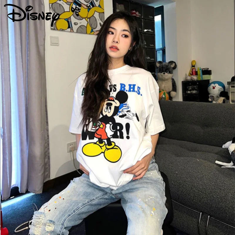 Disney Cotton Short Sleeve Spoof Mickey Print T-shirt Streetwear Fashion Men Women Casual Oversized T-shirts Korean Couple Tops
Disney Cotton Short Sleeve Spoof Mickey Print T-shirt Streetwear Fashion Men Women Casual Oversized T-shirts Korean Couple Tops