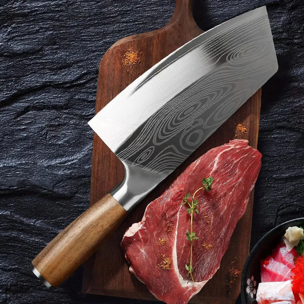 

Stainless Steel Cleaver Knife Wood Handle Heavy Duty Kitchen Knife Chicken Bone Meat Vegetable Butcher Knife Chef Cleaver Knives