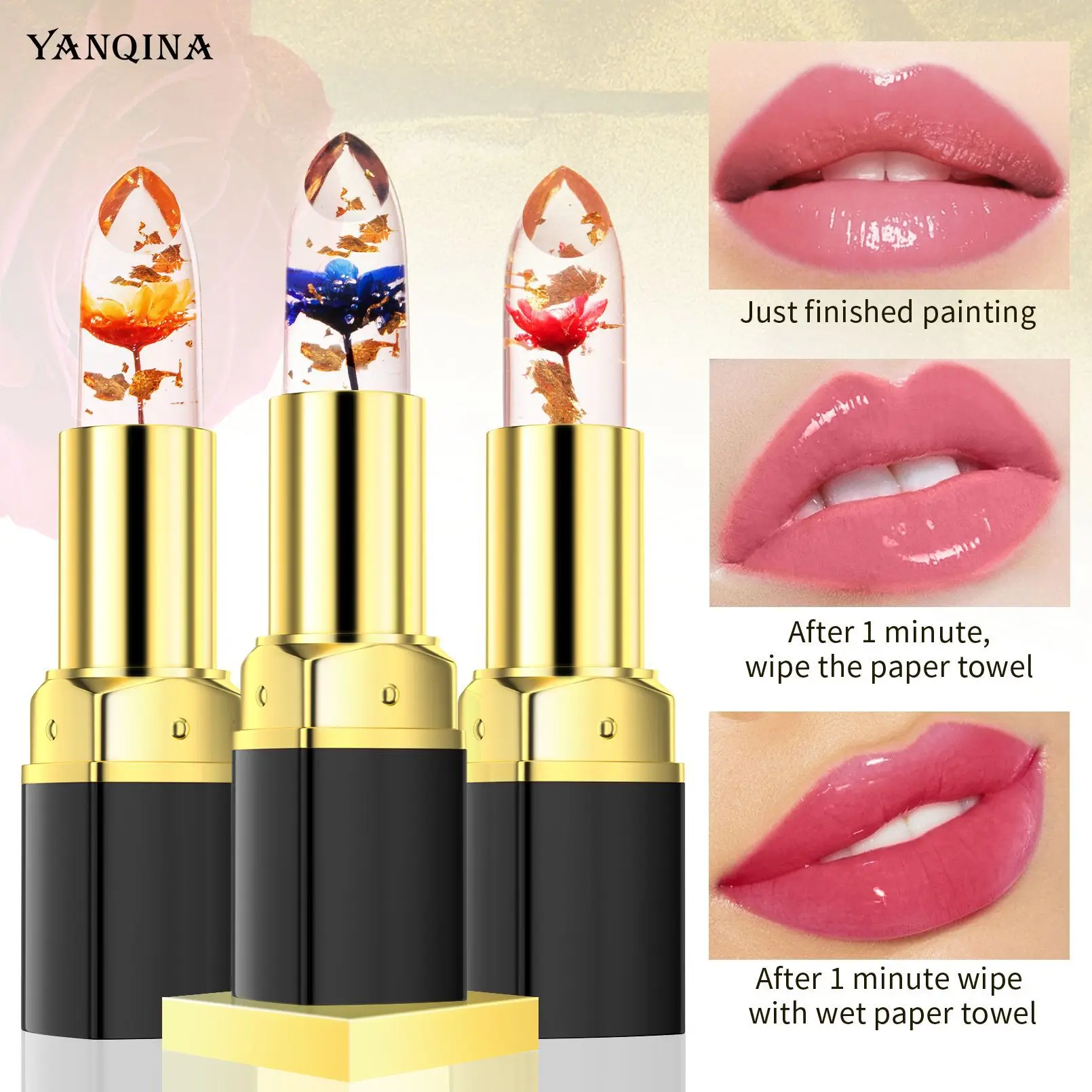 YANQINA Flower Color Changing Lipstick Moisturizing Nutritious Waterproof Crystal Translucent Color Lip Gloss Lasting Cosmetics
YANQINA Flower Color Changing Lipstick Moisturizing Nutritious Waterproof Crystal Translucent Color Lip Gloss Lasting Cosmetics