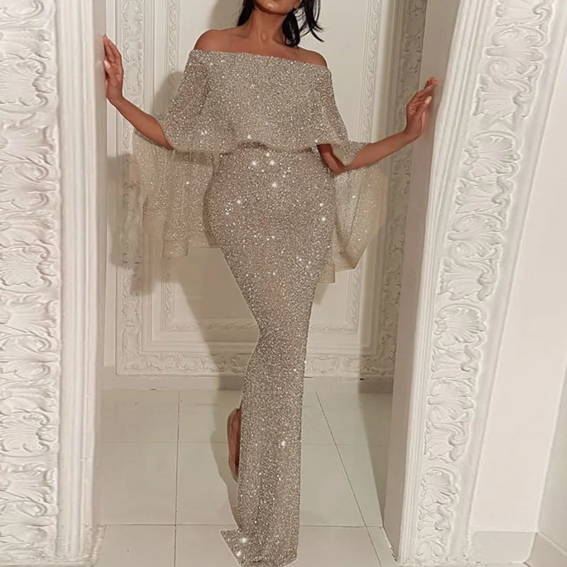 Dresses for Women 2022 Spring Autumn Evening Party Sexy One Word Shoulder Blingbling Bag Hip Sleeveless Maxi Dress Robe Femme
Dresses for Women 2022 Spring Autumn Evening Party Sexy One Word Shoulder Blingbling Bag Hip Sleeveless Maxi Dress Robe Femme