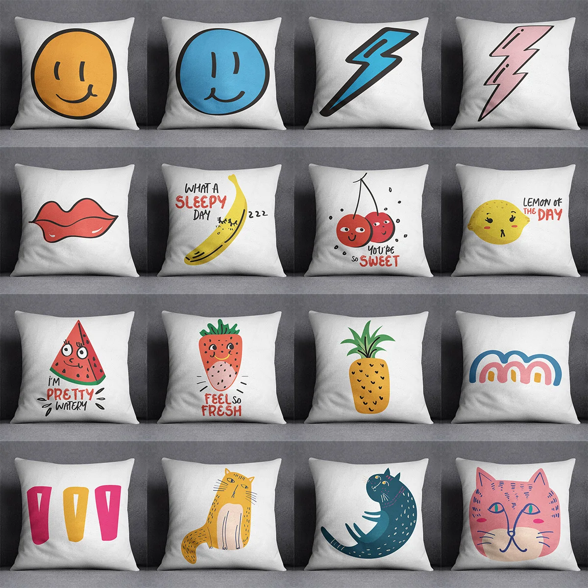 Cartoon Expression Cushion Cover Polyester Sofa Cushions Throw Pillow for Hotel Family Home Decor Cojines Decorativos Para Sofá
Cartoon Expression Cushion Cover Polyester Sofa Cushions Throw Pillow for Hotel Family Home Decor Cojines Decorativos Para Sofá