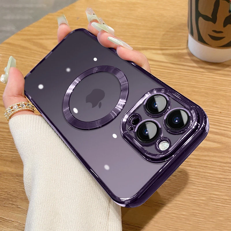 For Magsafe Magnetic Case For iPhone 14 13 12 11 Pro Max Plating Silicone Transparent Cover+Camera Film Silicone Cover
For Magsafe Magnetic Case For iPhone 14 13 12 11 Pro Max Plating Silicone Transparent Cover+Camera Film Silicone Cover