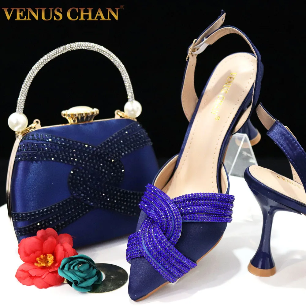 Venus Chan New Italian Design Blue Sparkling Diamond With Pearl Flower Decoration Exquisite Party Ladies Shoes And Bag Set
Venus Chan New Italian Design Blue Sparkling Diamond With Pearl Flower Decoration Exquisite Party Ladies Shoes And Bag Set