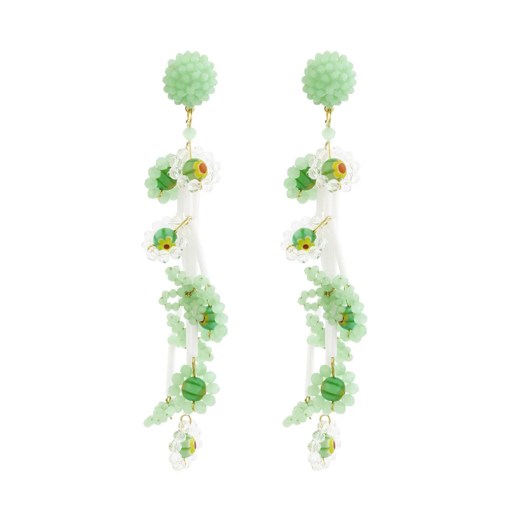 Korean Long Glass Crystal Tassel Drop Earrings for Women Girl Bohemian Beaded Flower Earrings Fashion Jewelry Accessories Gifts
Korean Long Glass Crystal Tassel Drop Earrings for Women Girl Bohemian Beaded Flower Earrings Fashion Jewelry Accessories Gifts