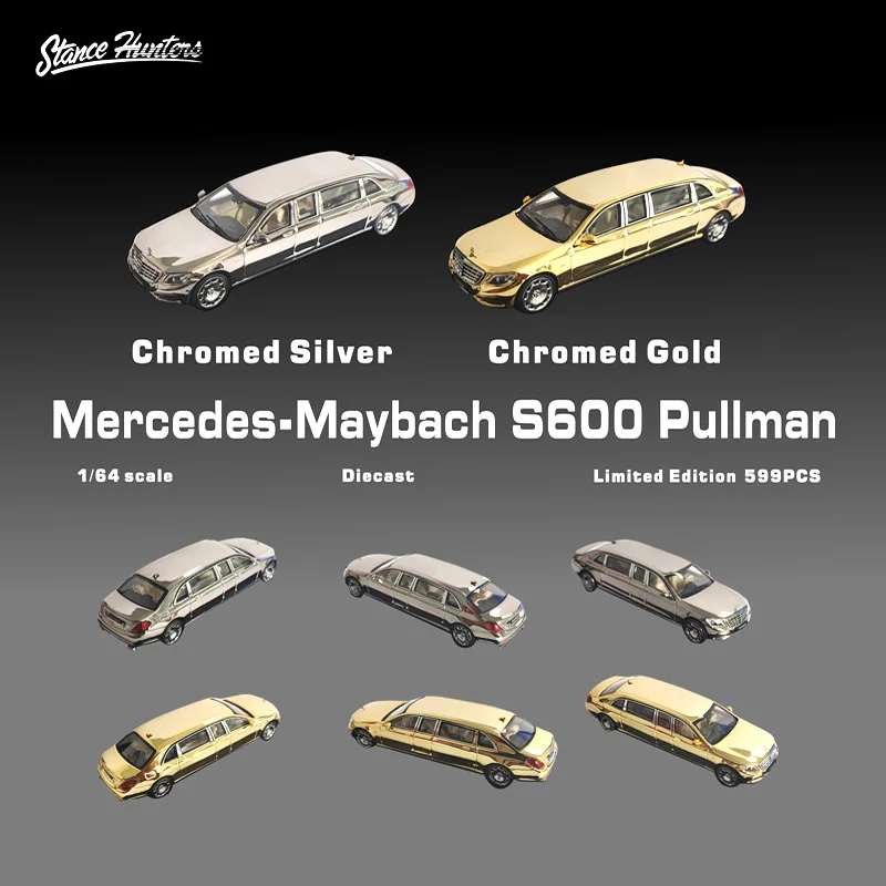 SH limited edition 1:64 Mercedes-Benz S600 Maybach Pullman Pullman electroplating extended alloy car model
SH limited edition 1:64 Mercedes-Benz S600 Maybach Pullman Pullman electroplating extended alloy car model