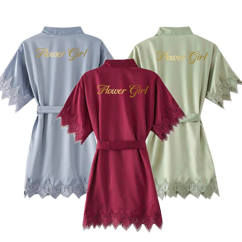 Flower Girl Robes Kids Matt Satin Lace Robe Wedding Bridesmaid Robes Bathrobe Children Robe Sleepwear
Flower Girl Robes Kids Matt Satin Lace Robe Wedding Bridesmaid Robes Bathrobe Children Robe Sleepwear