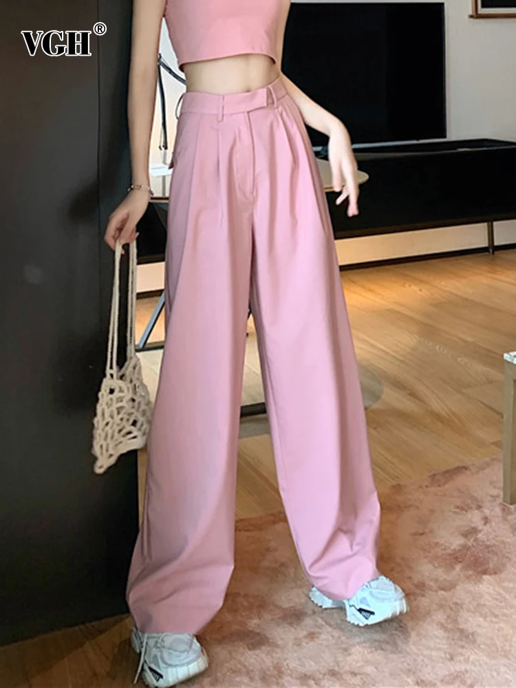 VGH Straight Minimalist Plain Wide Leg Pants For Women High Waist Casual Pink Loose Trouser Female Fashion New Spring 2022 Style
VGH Straight Minimalist Plain Wide Leg Pants For Women High Waist Casual Pink Loose Trouser Female Fashion New Spring 2022 Style