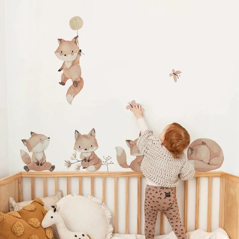 Watercolor Animals Hot Air Balloon Fox Wall Stickers Butterfly Decals for Kids Room Baby Room Decor PVC Removable DIY Sticker
Watercolor Animals Hot Air Balloon Fox Wall Stickers Butterfly Decals for Kids Room Baby Room Decor PVC Removable DIY Sticker