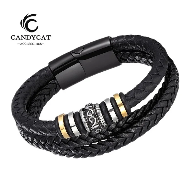 Vintage National Style Jewelry Stainless-Steel Bracelet for Men Multilayer Woven Leather Rope Titanium Steel Magnetic Buckle
Vintage National Style Jewelry Stainless-Steel Bracelet for Men Multilayer Woven Leather Rope Titanium Steel Magnetic Buckle