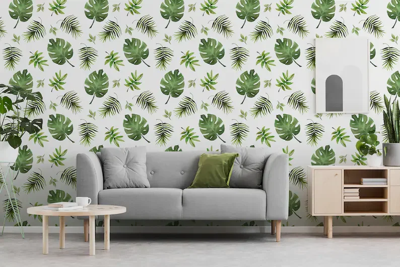 Tropical wallpaper with white background, watercolor, Wall Mural, Removable Wallpaper, Self Adhesive, Peel and Stick, Wall Decor 
Tropical wallpaper with white background, watercolor, Wall Mural, Removable Wallpaper, Self Adhesive, Peel and Stick, Wall Decor