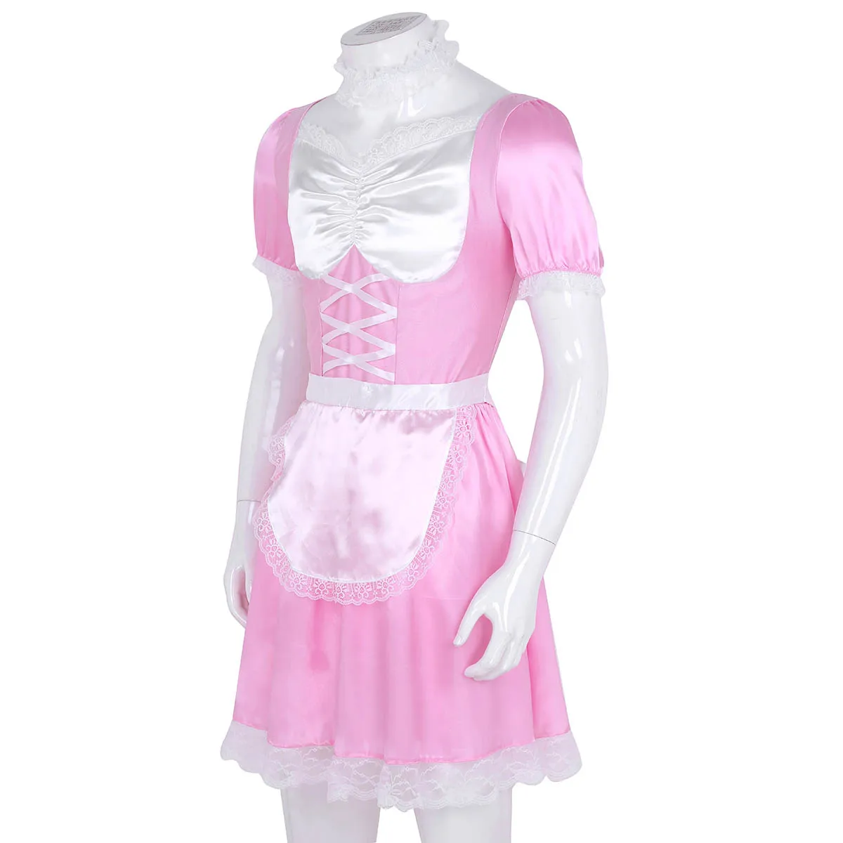 Gay Male Mens Sissy Maid Uniform Fancy Dress Nightwear Parties Costume Outfit Short Sleeve Satin Dress with Choker and Headband
Gay Male Mens Sissy Maid Uniform Fancy Dress Nightwear Parties Costume Outfit Short Sleeve Satin Dress with Choker and Headband