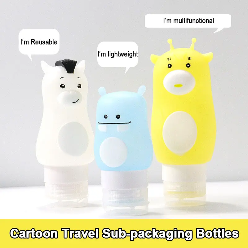 

50/70/90ml Cute Cartoon Silicone Travel Sub-packaging Storage Bottles Leakproof Refillable Bottle Skin Care Cosmetic Container