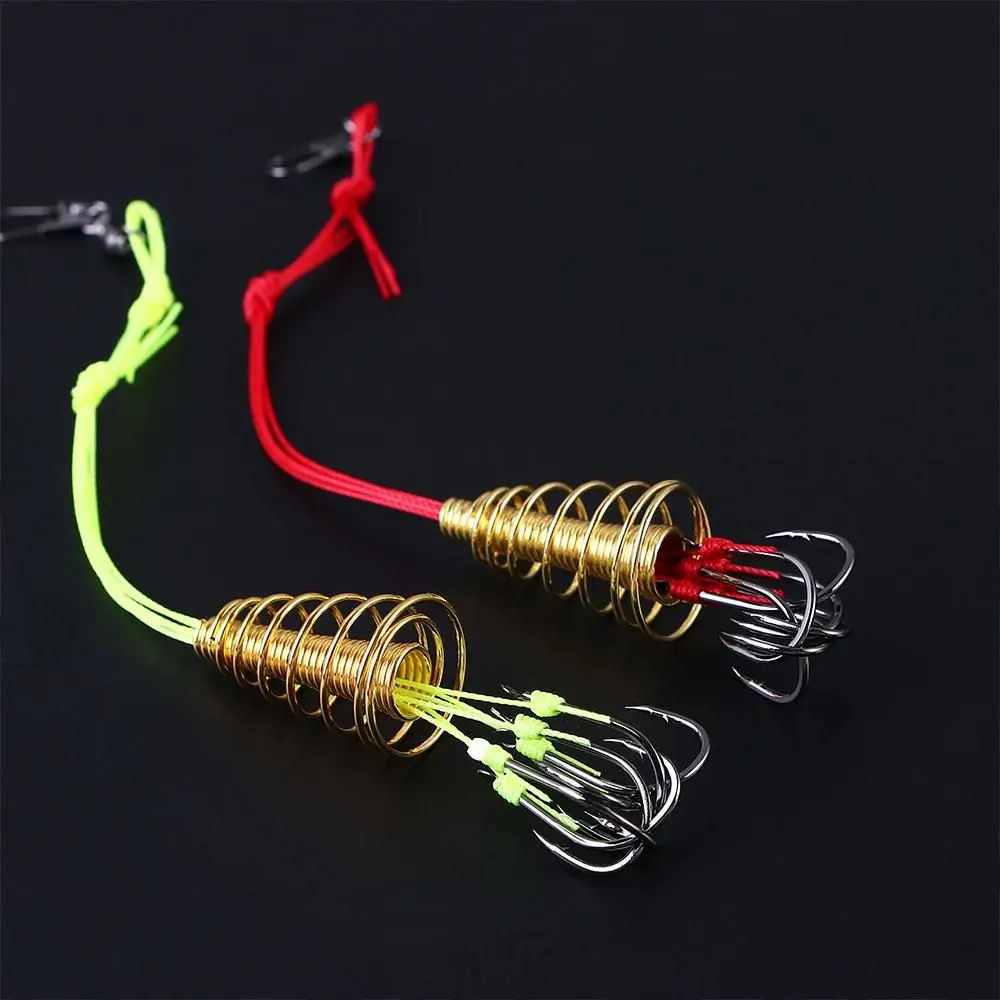 

4set Explosion 6 Hook Beads Fishing Hook Fishing Lure Bait Trap Feeder Cage Stainless Steel Springs Sharp Fishing Hook Tackle