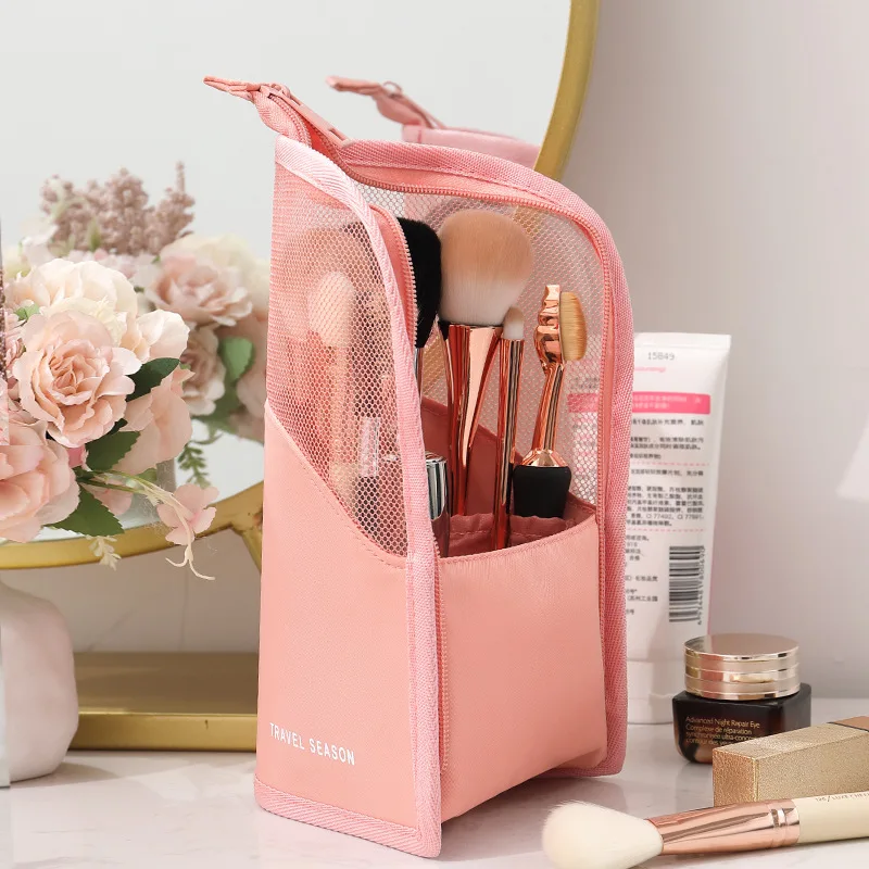 Stand Cosmetic Bag for Women Clear Zipper Makeup Bag Travel Female Makeup Brush Holder Organizer Toiletry Bag
Stand Cosmetic Bag for Women Clear Zipper Makeup Bag Travel Female Makeup Brush Holder Organizer Toiletry Bag