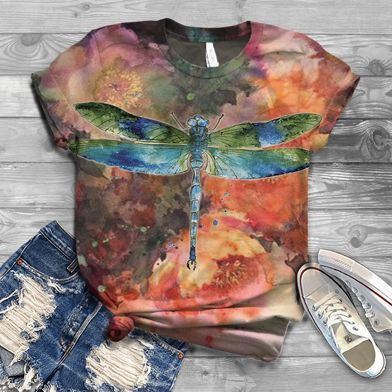 2022 women's T-shirt summer retro fresh dragonfly print short-sleeved casual all-match loose and comfortable t-shirts
2022 women's T-shirt summer retro fresh dragonfly print short-sleeved casual all-match loose and comfortable t-shirts